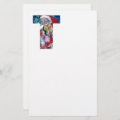 XMAS T LETTER/SANTA CLAUS MET VIOLIN MONOGRAM BRIEFPAPIER (Voorkant / Achterkant)