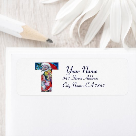 XMAS T LETTER/SANTA CLAUS MET VIOLIN MONOGRAM ETIKET (Insitu)