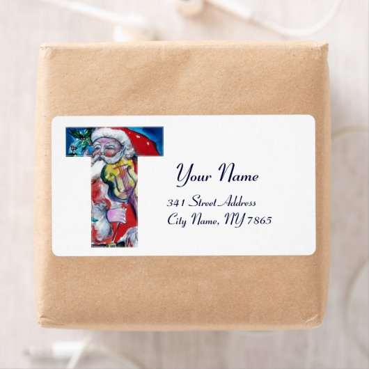 XMAS T LETTER/SANTA CLAUS MET VIOLIN MONOGRAM ETIKET (Insitu)