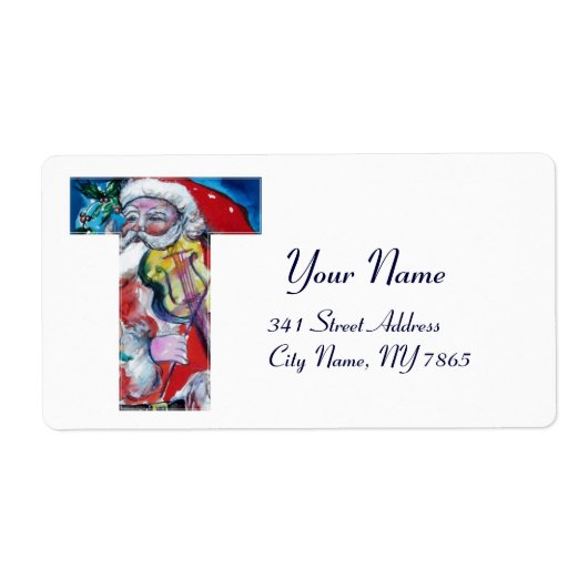 XMAS T LETTER/SANTA CLAUS MET VIOLIN MONOGRAM ETIKET (Voorkant)