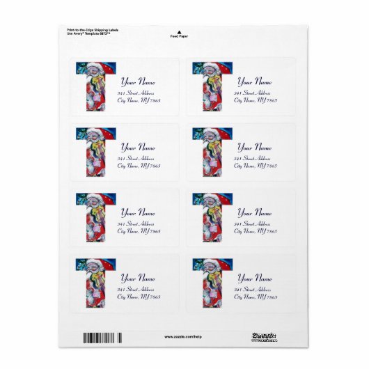 XMAS T LETTER/SANTA CLAUS MET VIOLIN MONOGRAM ETIKET (Full Sheet)