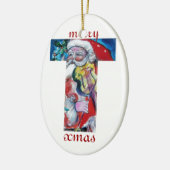 XMAS T LETTER/SANTA CLAUS MET VIOLIN MONOGRAM KERAMISCH ORNAMENT (Links)