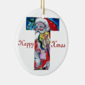 XMAS T LETTER/SANTA CLAUS MET VIOLIN MONOGRAM KERAMISCH ORNAMENT (Rechts)
