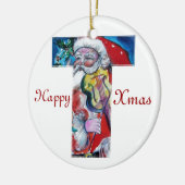 XMAS T LETTER/SANTA CLAUS MET VIOLIN MONOGRAM KERAMISCH ORNAMENT (Links)