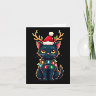 Xmas T-shirt Rendier Zwart Schattige Kat Kerstverl Kaart