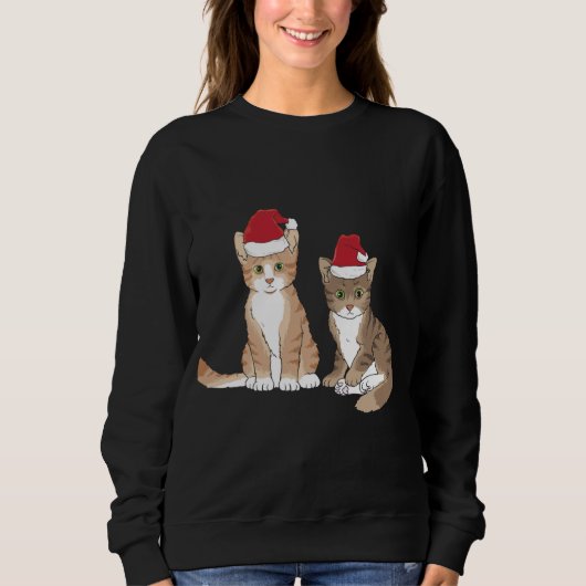 Xmas Tabby Kitten Rode Santa Hoed Meow Schattige K Trui (Voorkant)