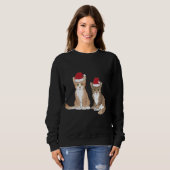 Xmas Tabby Kitten Rode Santa Hoed Meow Schattige K Trui (Voorkant volledig)