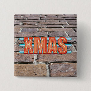 XMAS-teken Vierkante Button 5,1 Cm