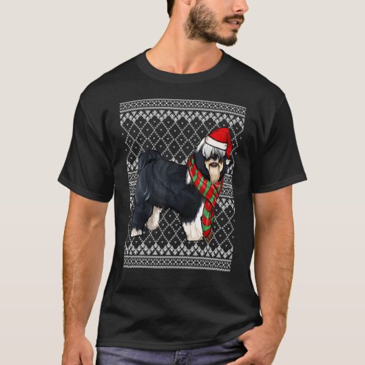 Xmas Tibetan Terrier Santa Claus Pet Ugly Christma T-shirt (Voorkant)