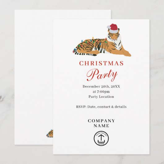 Xmas Tiger Zakelijk Kerstfeest Kaart (Voorkant / Achterkant)