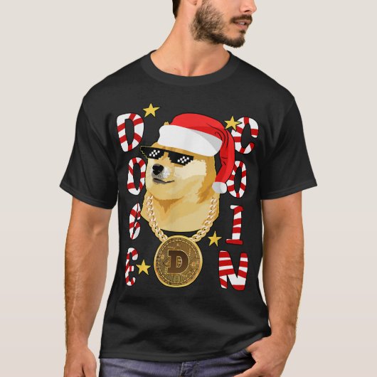 Xmas Tough Doge Gansta Crypto Kerstkerstkerstkerst T-shirt (Voorkant)