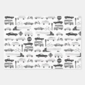 Xmas Traffic Cars Trucks Bikes Variety Pack Inpakpapier Vel (Voorkant)