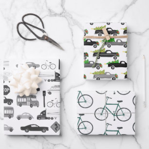 Xmas Traffic Cars Trucks Bikes Variety Pack Inpakpapier Vel