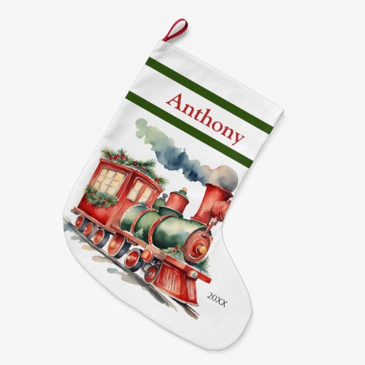 Xmas Train Boys Grote Kerstsok (Voorkant (Hangend))