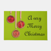 Xmas Tree Baubles Red en jouw ideeën Deurmat (Voorkant)