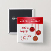 Xmas Tree Baubles Red en jouw ideeën Vierkante Button 5,1 Cm (Voorkant /achterkant)