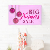 Xmas Tree Baubles roze en jouw ideeën Spandoek (Insitu)
