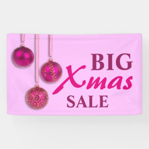 Xmas Tree Baubles roze en jouw ideeën Spandoek