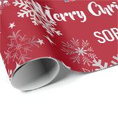 Xmas Tree Baubles Snowflakes Personalized Name Cadeaupapier (Rol Hoek)