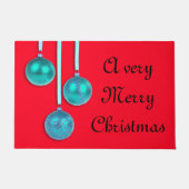 Xmas Tree Baubles turquoise blue + jouw ideeën Deurmat (Voorkant)
