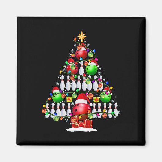 Xmas Tree Bowling Xmas Lights Santa Bowling LL Pla Magneet (Voorkant)