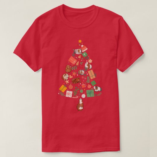 Xmas Tree Festive Cute Guinea Pigs T-shirt (Design voorkant)