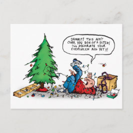 Xmas Tree Fight Holiday Briefkaart