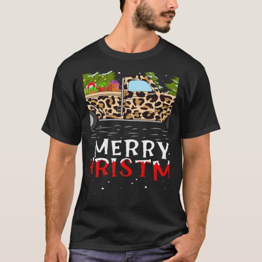 Xmas Tree Leopard Plaid Truck Merry Christmas   T-shirt (Voorkant)