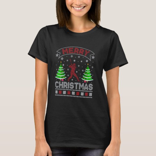 Xmas Tree Lighting Mannen Dames Softbal Speler Lel T-shirt (Voorkant)