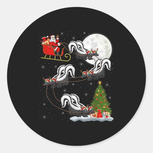 Xmas Tree Lighting Santa Riding Skunk Christmas  Ronde Sticker (Voorkant)