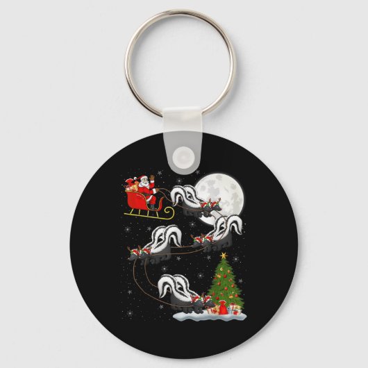 Xmas Tree Lighting Santa Riding Skunk Christmas T Sleutelhanger (Voorkant)