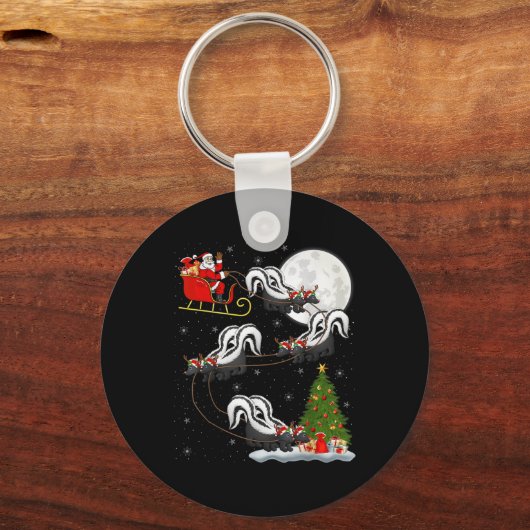 Xmas Tree Lighting Santa Riding Skunk Christmas T Sleutelhanger (Voorkant)