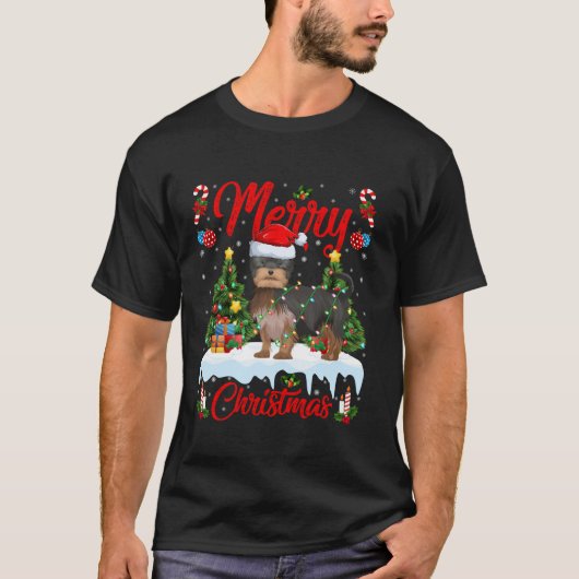 Xmas Tree Lighting Yorkshire Terrier Hond Vrolijk  T-shirt (Voorkant)
