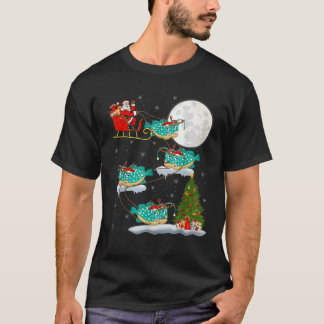 Xmas Tree Lights Funny Santa Riding Angler Fish Ch T-shirt