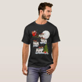 Xmas Tree Lights Funny Santa Riding Papillon Hond  T-shirt (Voorkant volledig)