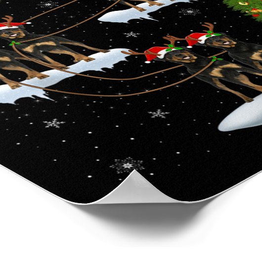 Xmas Tree Lights Funny Santa Riding Rottweiler Dog Poster (Hoek)