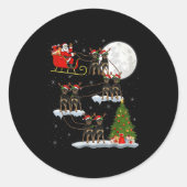 Xmas Tree Lights Funny Santa Riding Rottweiler Dog Ronde Sticker (Voorkant)