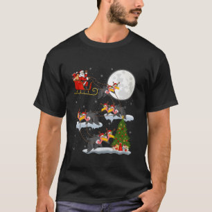 Xmas Tree Lights Funny Santa Riding Vulture Bird C T-shirt
