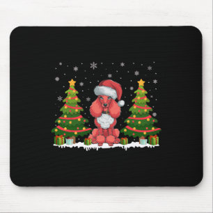 Xmas Tree Lights Poedel Hond Kerstman Hoed Kerst S Muismat