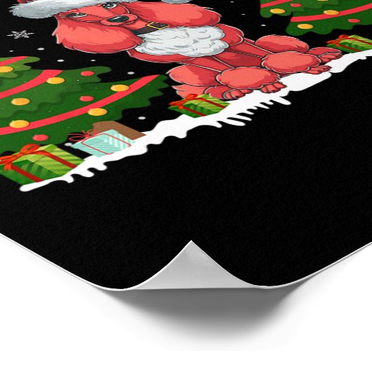 Xmas Tree Lights Poedel Hond Kerstman Hoed Kerst S Poster (Hoek)