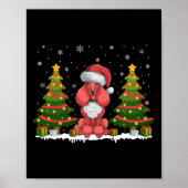 Xmas Tree Lights Poedel Hond Kerstman Hoed Kerst S Poster (Voorkant)