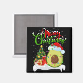 Xmas Tree Lights Santa Hat Avocado Fruit Christmas Magneet (Voorkant / Achterkant)