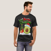 Xmas Tree Lights Santa Hat Avocado Fruit Christmas T-shirt (Voorkant volledig)