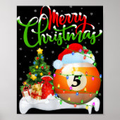 Xmas Tree Lights Santa Hat Billiards Christmas T S Poster (Voorkant)