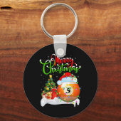 Xmas Tree Lights Santa Hat Billiards Christmas T S Sleutelhanger (Voorkant)