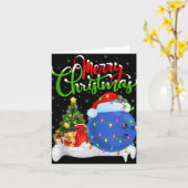 Xmas Tree Lights Santa Hat Bowling Ball Christmas  Kaart (Gele Bloem)