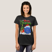 Xmas Tree Lights Santa Hat Bowling Ball Christmas T-shirt (Voorkant volledig)