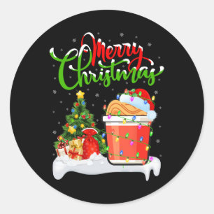 Xmas Tree Lights Santa Hat Fast Food Cup Noodles C Ronde Sticker