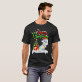 Xmas Tree Lights Santa Hat Maltese Dog Christmas  T-shirt (Voorkant volledig)