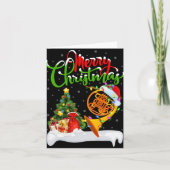 Xmas Tree Lights Santa Hat Musical French Horn Chr Kaart (Voorkant)